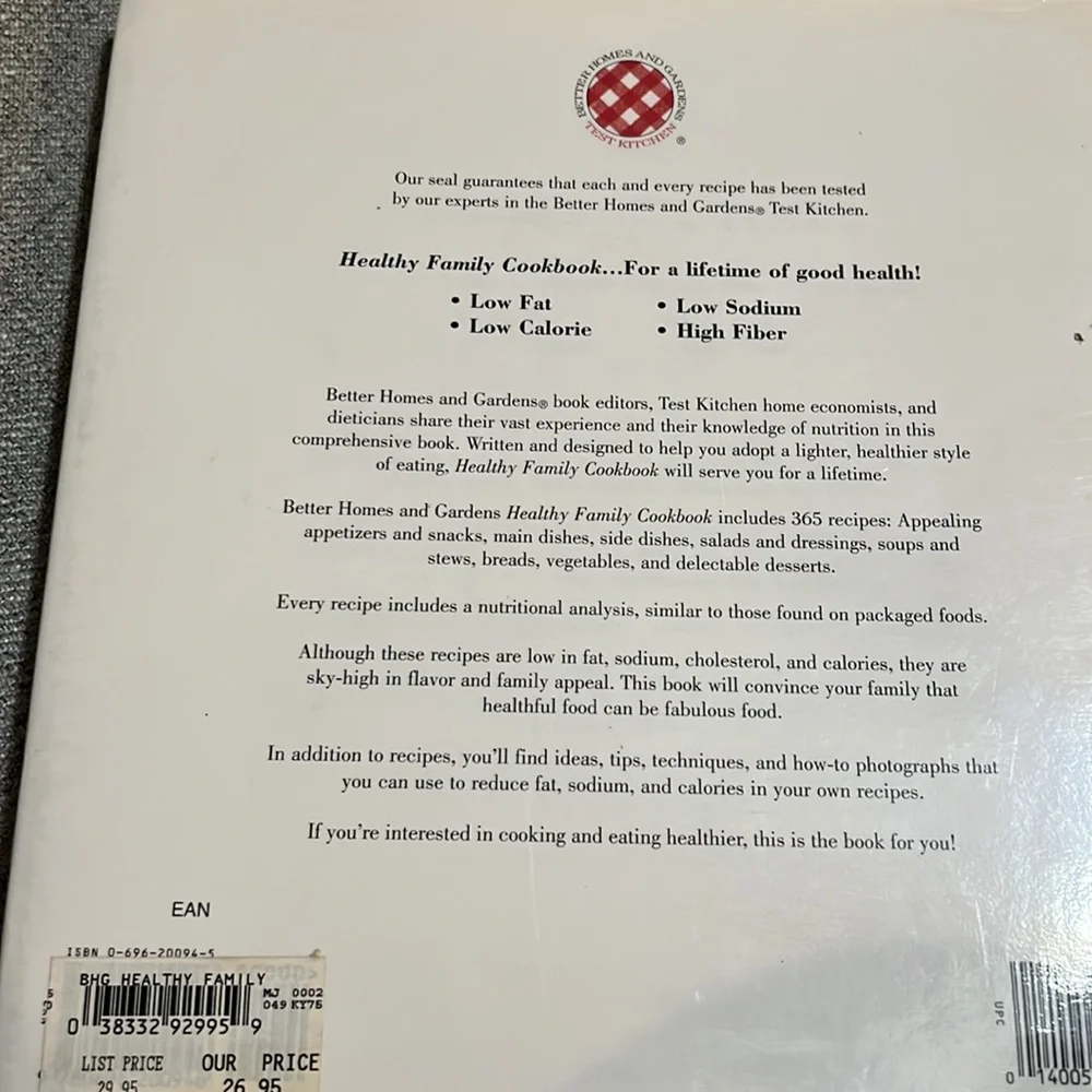 Better Homes and Gardens Healthy Family‎ Cookbook Recipes Tips Nutrition 1995